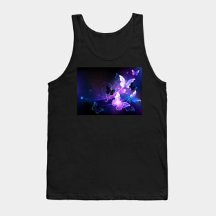 Violet Background with Night Butterflies Tank Top